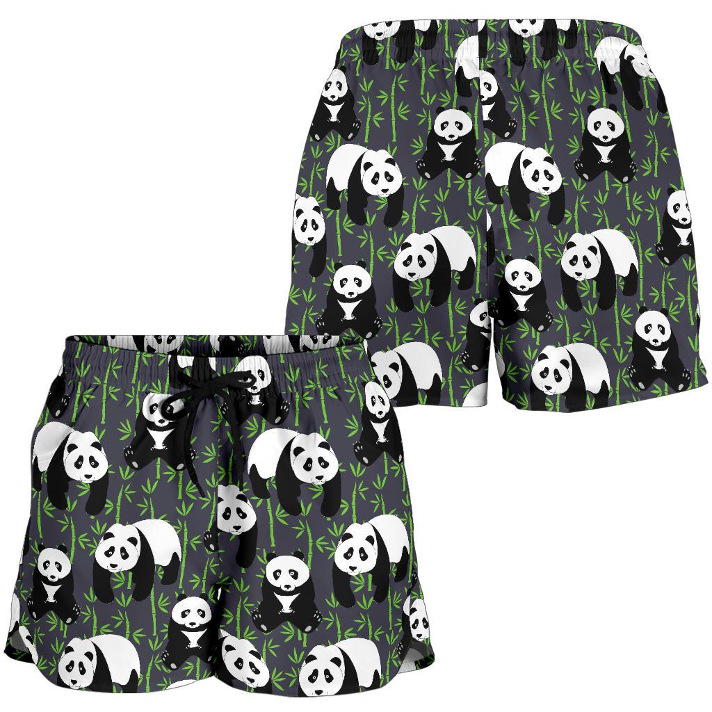 Panda Bear Bamboo Themed Print Women Shorts-JTAMIGO.COM