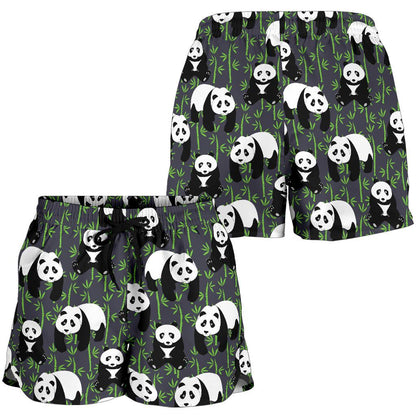 Panda Bear Bamboo Themed Print Women Shorts-JTAMIGO.COM