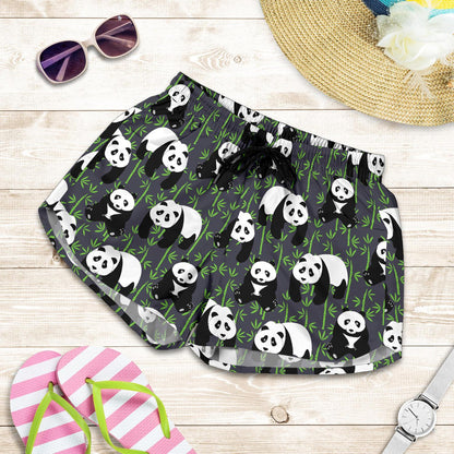 Panda Bear Bamboo Themed Print Women Shorts-JTAMIGO.COM