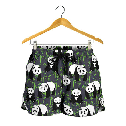 Panda Bear Bamboo Themed Print Women Shorts-JTAMIGO.COM