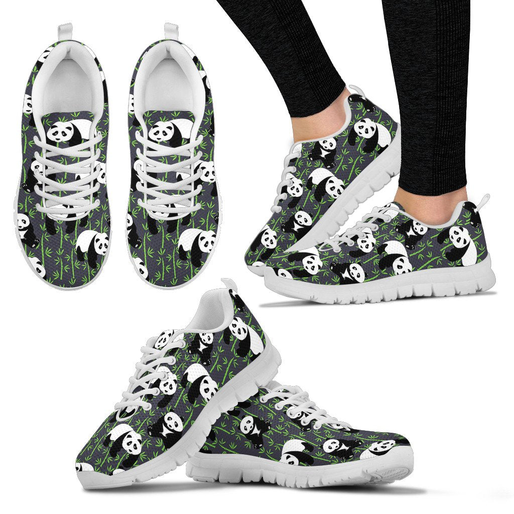 Panda Bear Bamboo Themed Print Women Sneakers Shoes