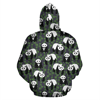 Panda Bear Bamboo Themed Print Zip Up Hoodie
