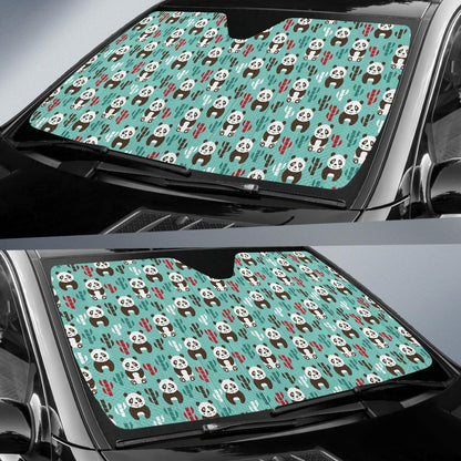 Panda Bear Cute Themed Print Car Sun Shade For Windshield