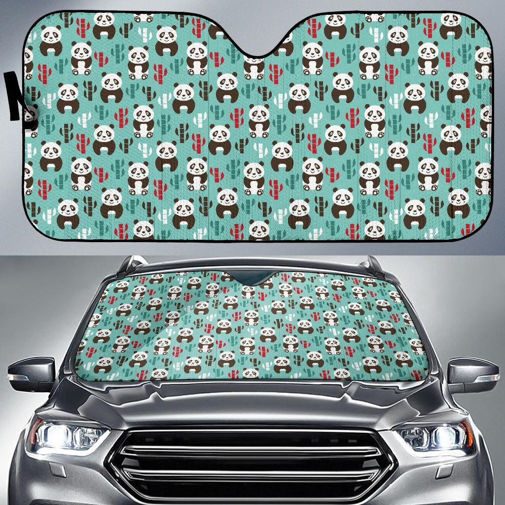 Panda Bear Cute Themed Print Car Sun Shade For Windshield