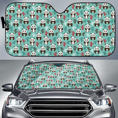 Panda Bear Cute Themed Print Car Sun Shade For Windshield