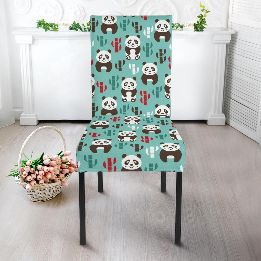 Panda Bear Cute Themed Print Dining Chair Slipcover-JTAMIGO.COM