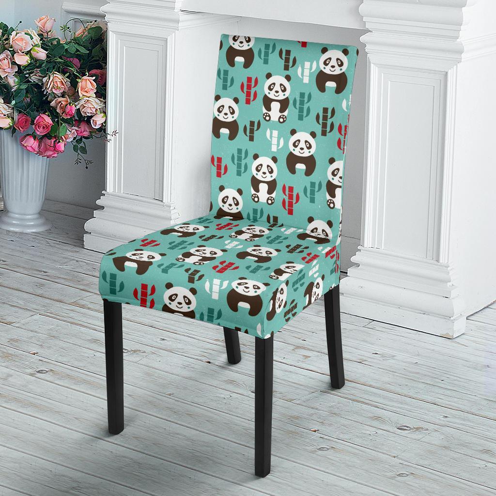 Panda Bear Cute Themed Print Dining Chair Slipcover-JTAMIGO.COM