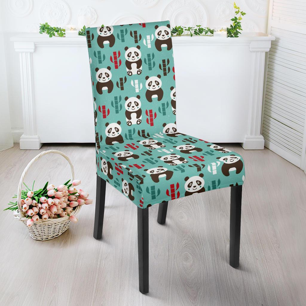 Panda Bear Cute Themed Print Dining Chair Slipcover-JTAMIGO.COM