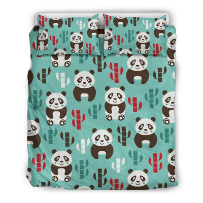 Panda Bear Cute Themed Print Duvet Cover Bedding Set