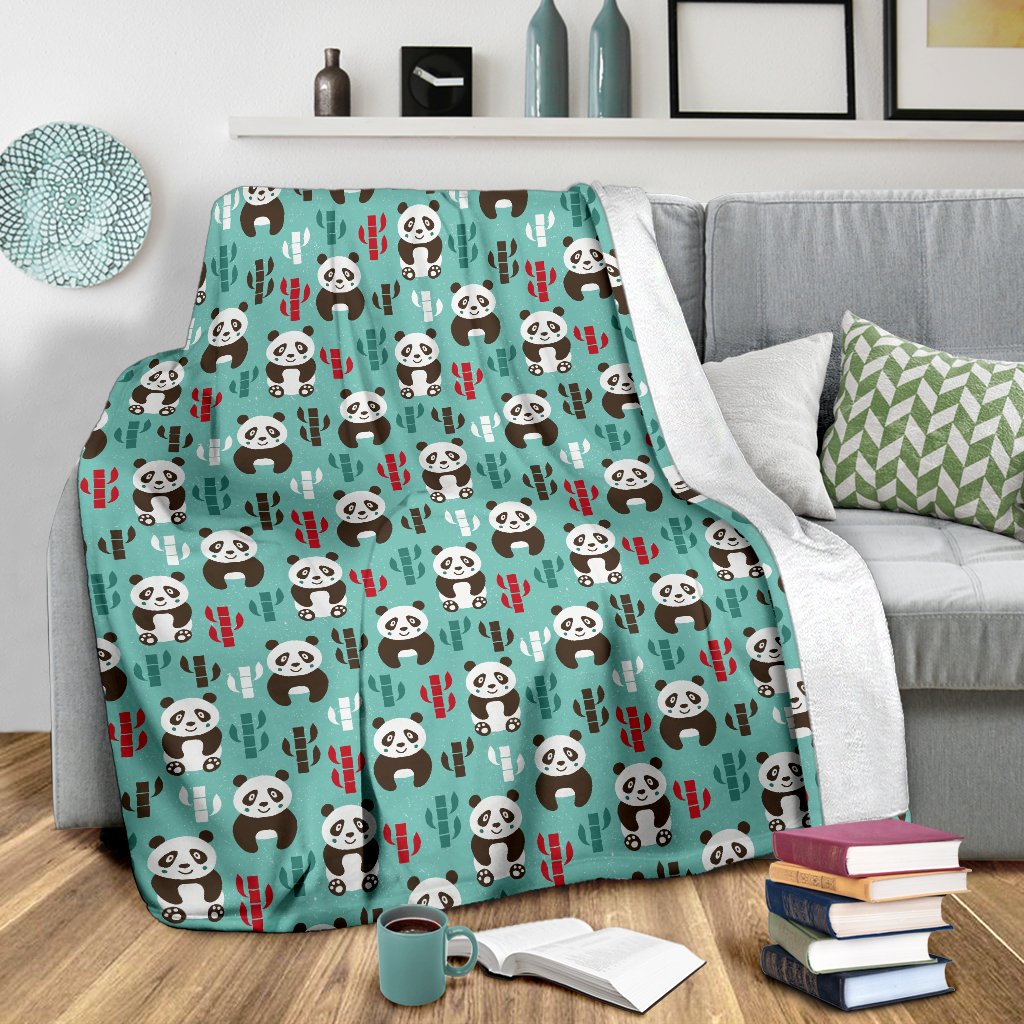 Panda Bear Cute Themed Print Fleece Blanket