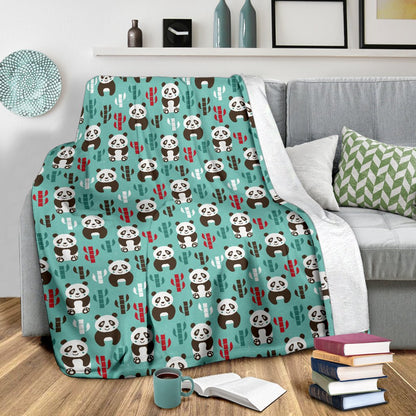 Panda Bear Cute Themed Print Fleece Blanket