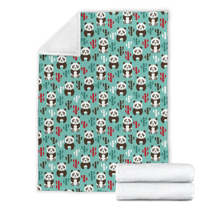 Panda Bear Cute Themed Print Fleece Blanket