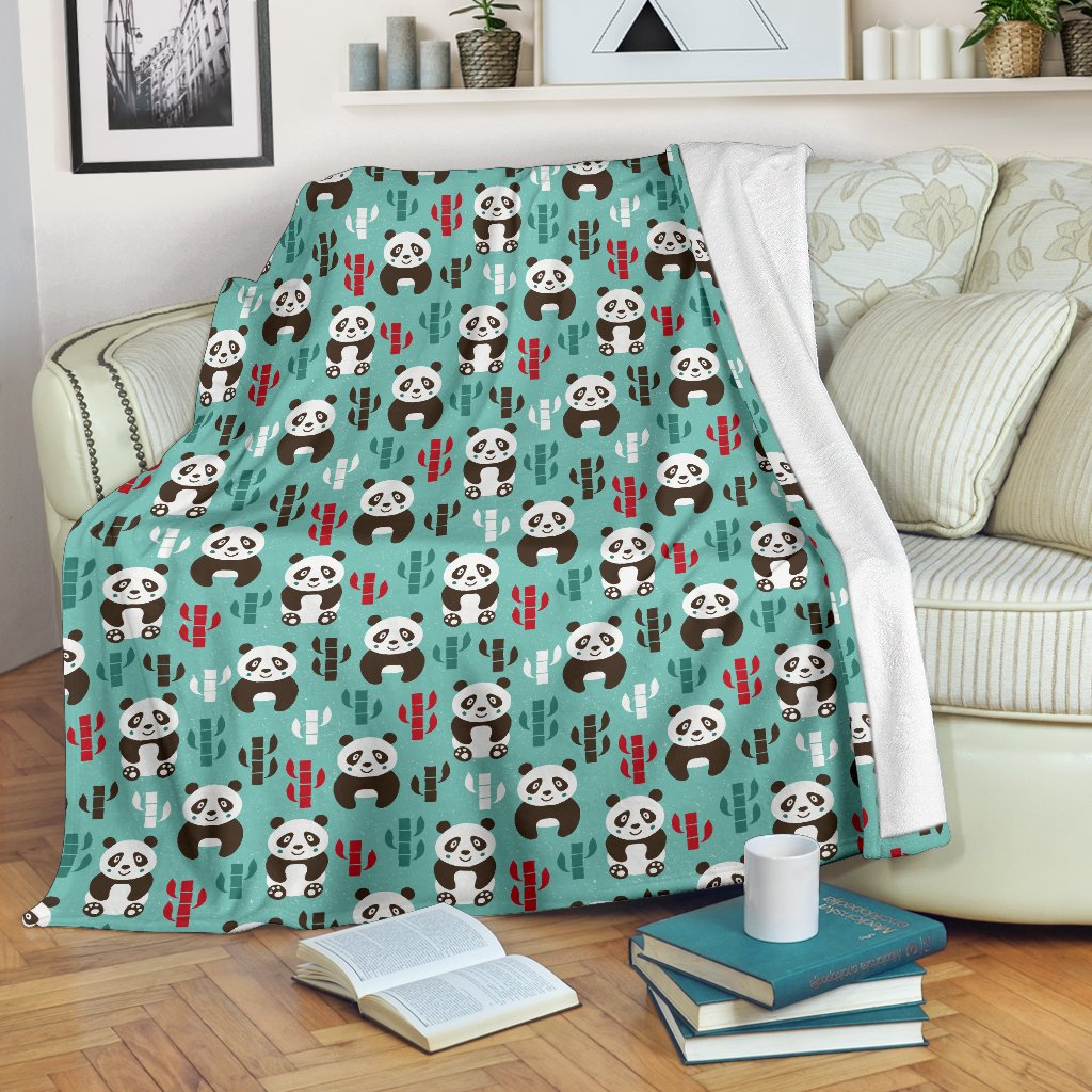 Panda Bear Cute Themed Print Fleece Blanket