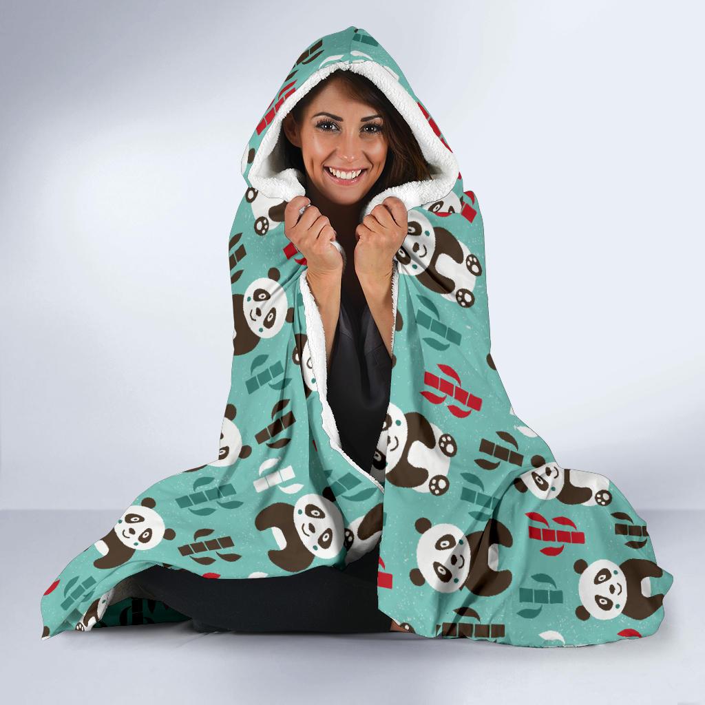Panda Bear Cute Themed Print Hooded Blanket-JTAMIGO.COM