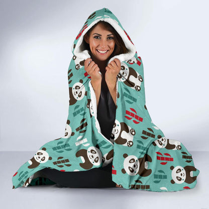 Panda Bear Cute Themed Print Hooded Blanket-JTAMIGO.COM