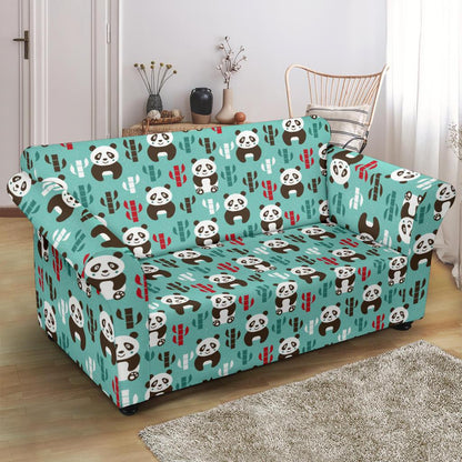 Panda Bear Cute Themed Print Loveseat Slipcover-JTAMIGO.COM