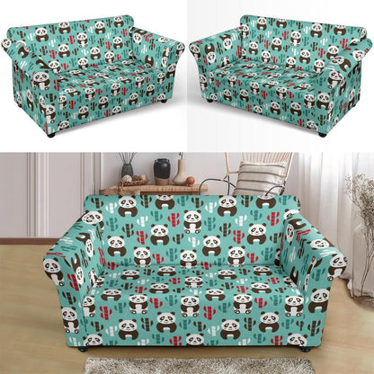 Panda Bear Cute Themed Print Loveseat Slipcover-JTAMIGO.COM