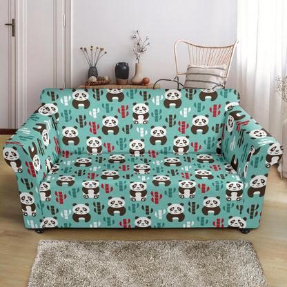 Panda Bear Cute Themed Print Loveseat Slipcover-JTAMIGO.COM