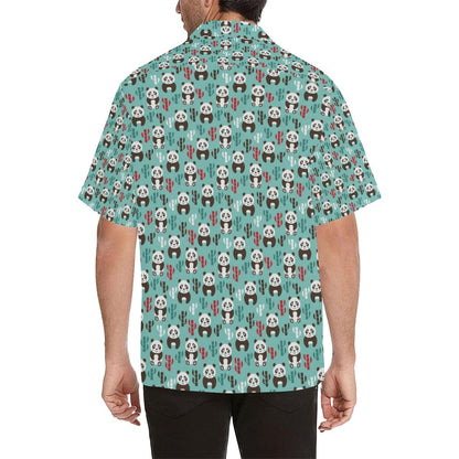Panda Bear Cute Themed Print Men Aloha Hawaiian Shirt