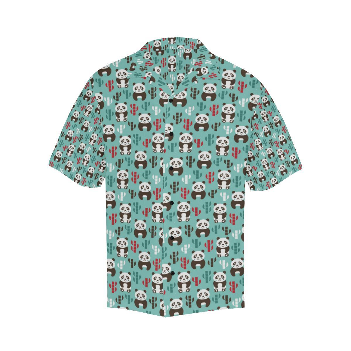 Panda Bear Cute Themed Print Men Aloha Hawaiian Shirt