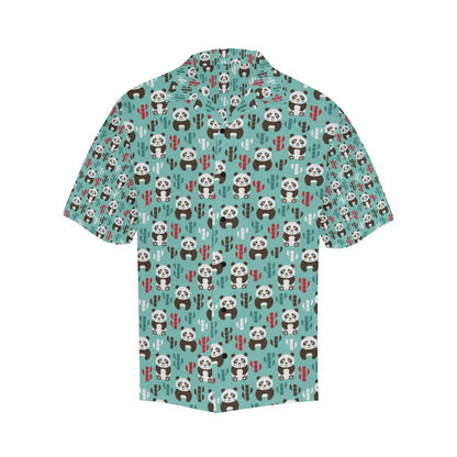 Panda Bear Cute Themed Print Men Aloha Hawaiian Shirt