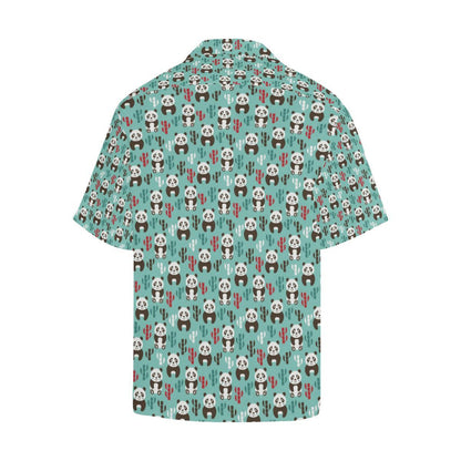 Panda Bear Cute Themed Print Men Aloha Hawaiian Shirt