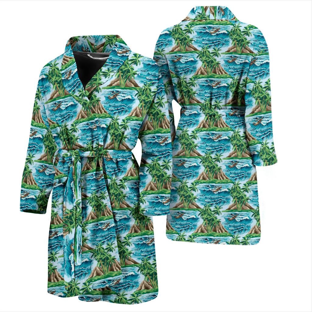 Panda Bear Cute Themed Print Men Bath Robe-JTAMIGO.COM