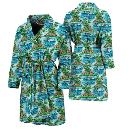 Panda Bear Cute Themed Print Men Bath Robe-JTAMIGO.COM