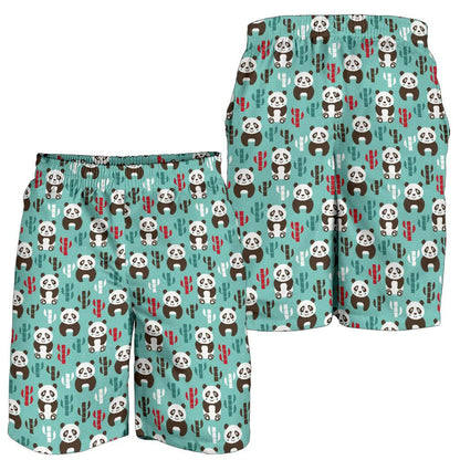 Panda Bear Cute Themed Print Mens Shorts-JTAMIGO.COM