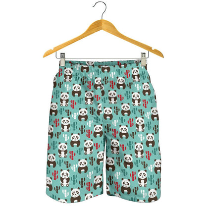 Panda Bear Cute Themed Print Mens Shorts-JTAMIGO.COM