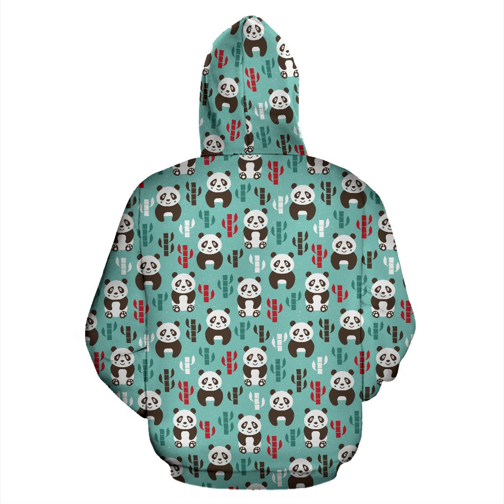 Panda Bear Cute Themed Print Pullover Hoodie