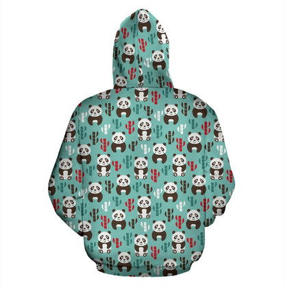 Panda Bear Cute Themed Print Pullover Hoodie