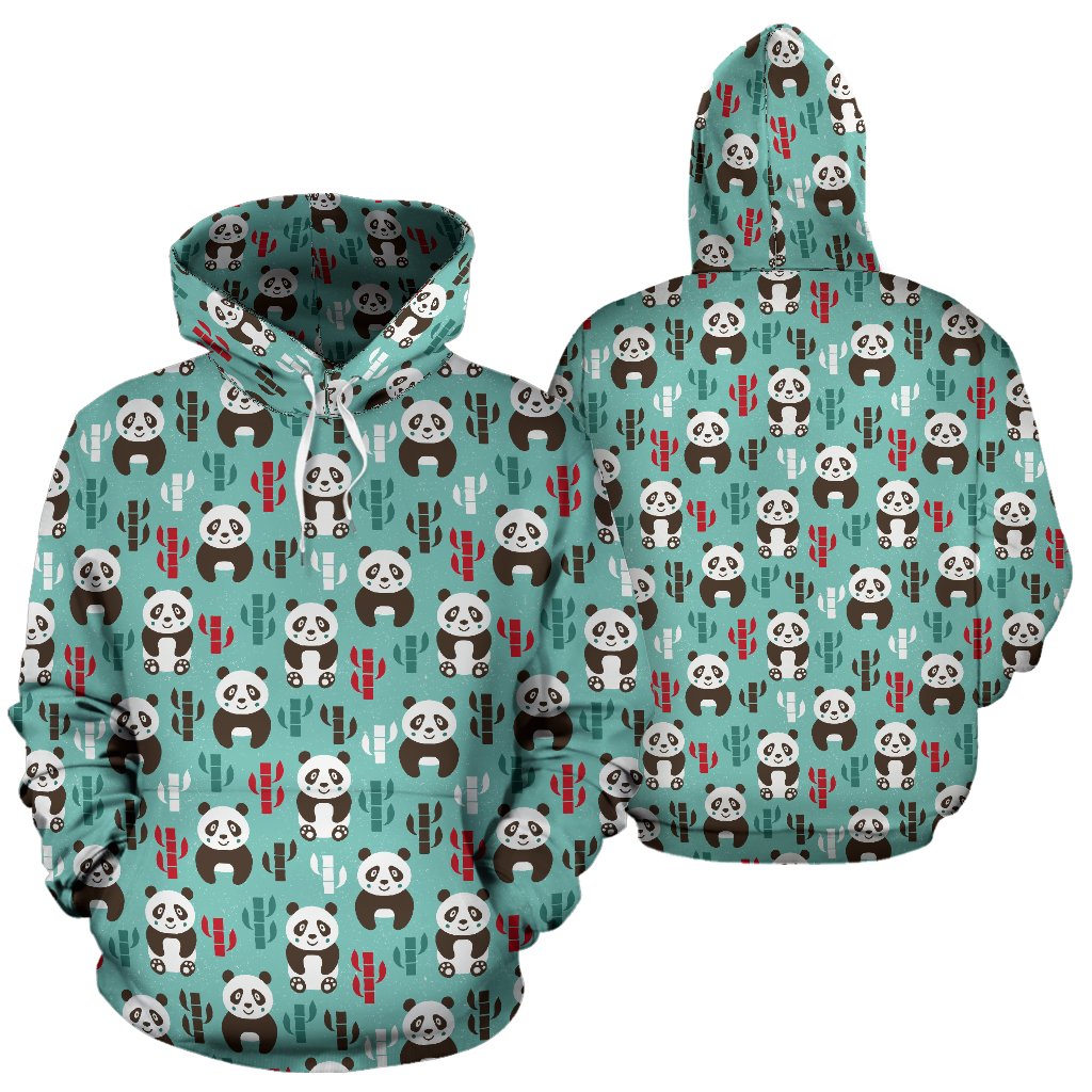 Panda Bear Cute Themed Print Pullover Hoodie