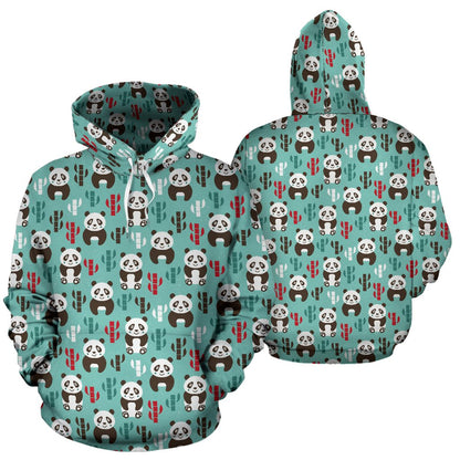 Panda Bear Cute Themed Print Pullover Hoodie