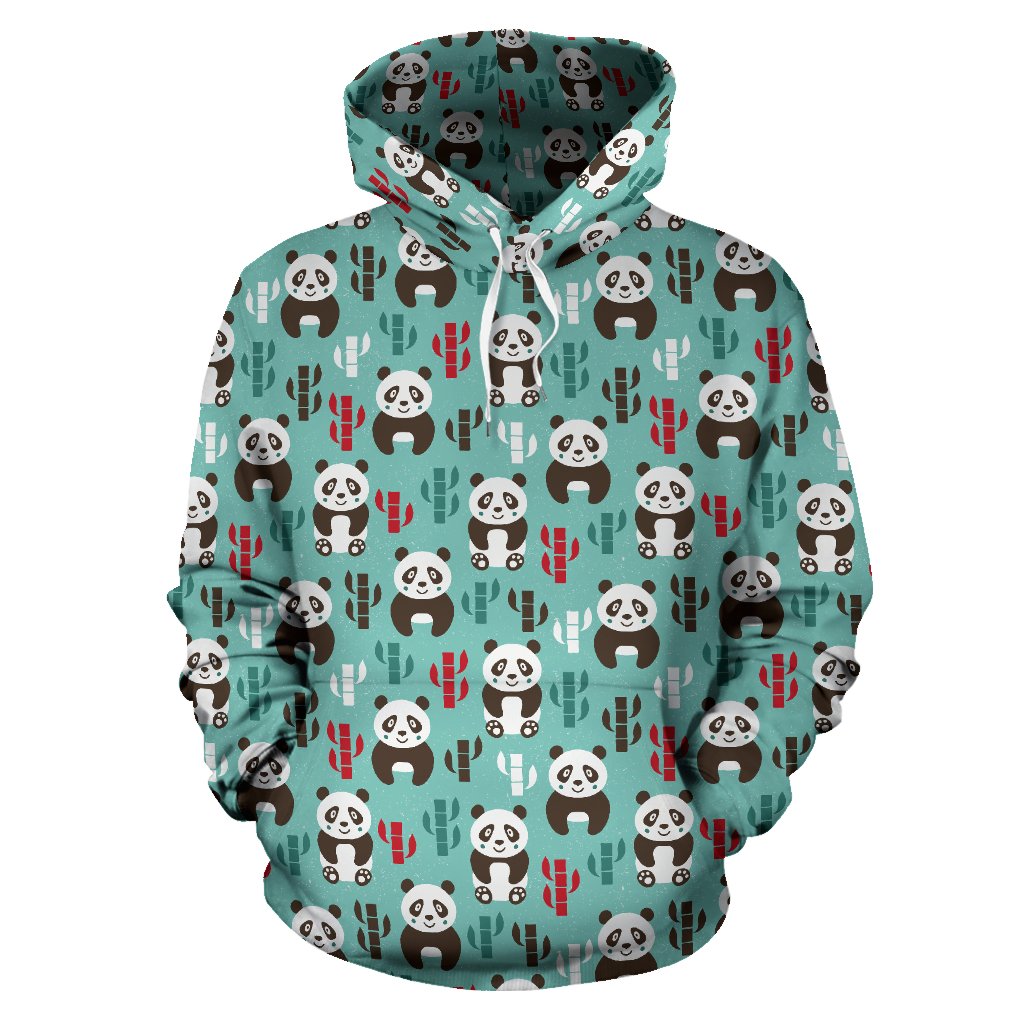 Panda Bear Cute Themed Print Pullover Hoodie