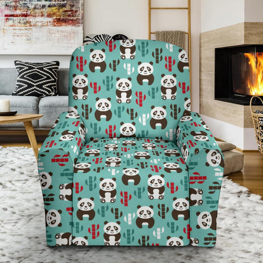 Panda Bear Cute Themed Print Single Sofa Slipcover -JTAMIGO.COM