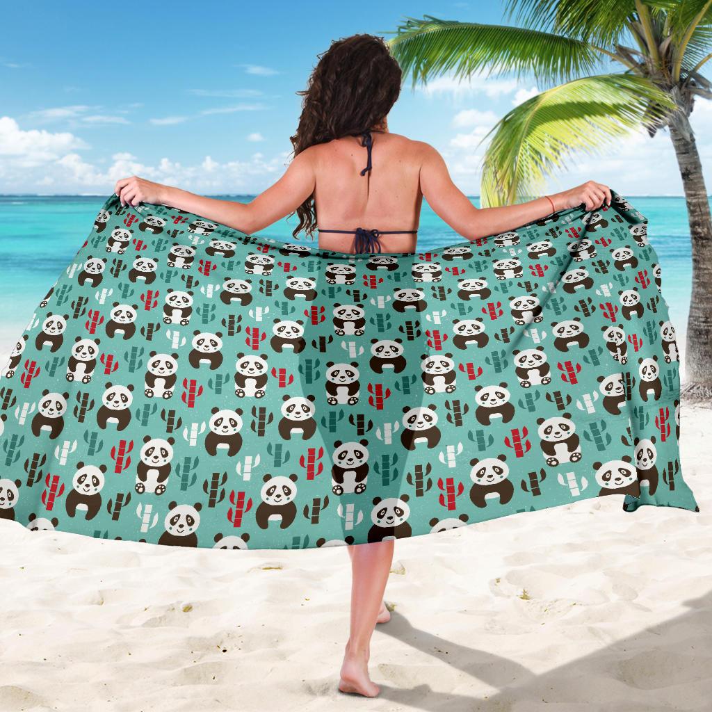Panda Bear Cute Themed Print Sarong Pareo Wrap