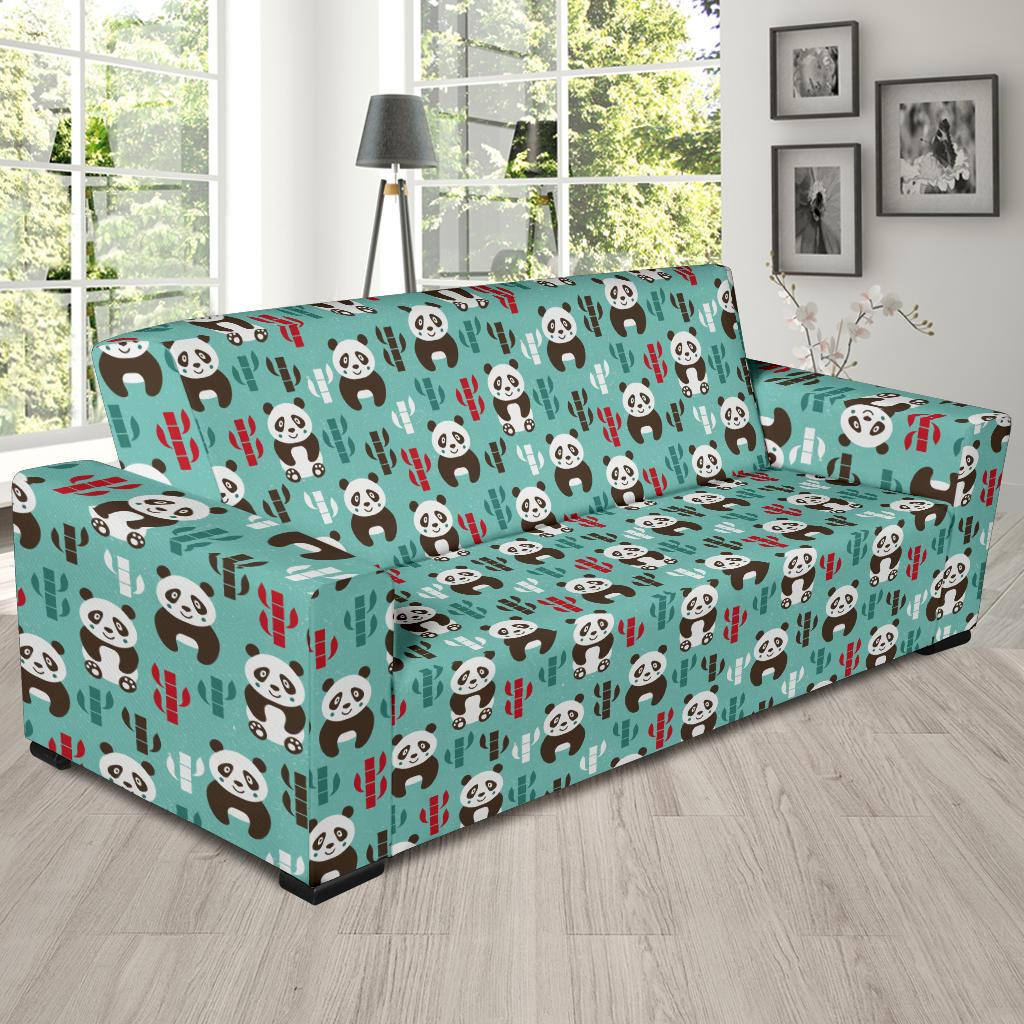 Panda Bear Cute Themed Print Sofa Slipcover-JTAMIGO.COM