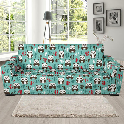 Panda Bear Cute Themed Print Sofa Slipcover-JTAMIGO.COM