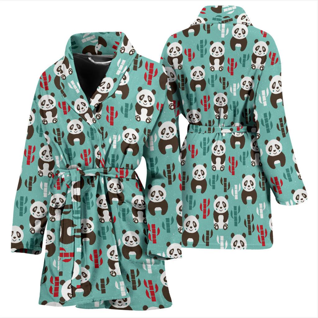 Panda Bear Cute Themed Print Women Bath Robe-JTAMIGO.COM