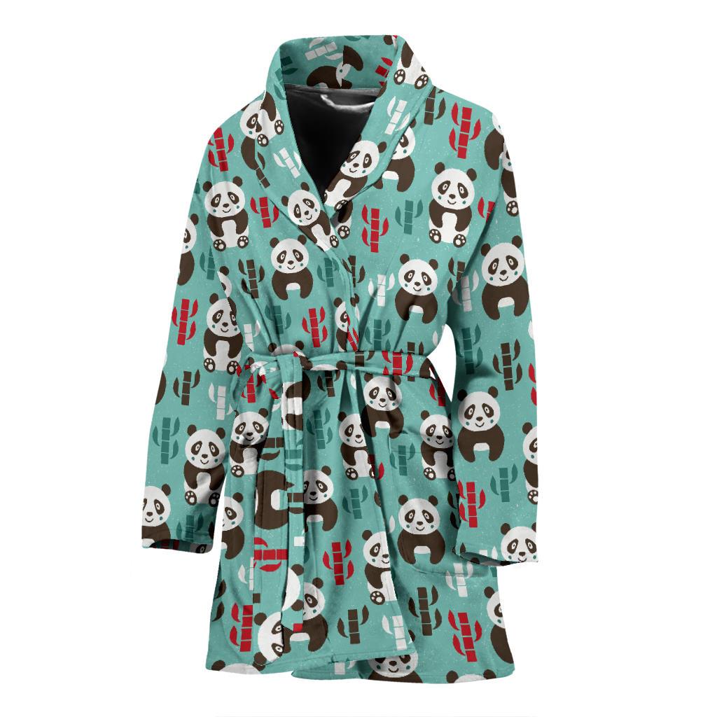 Panda Bear Cute Themed Print Women Bath Robe-JTAMIGO.COM