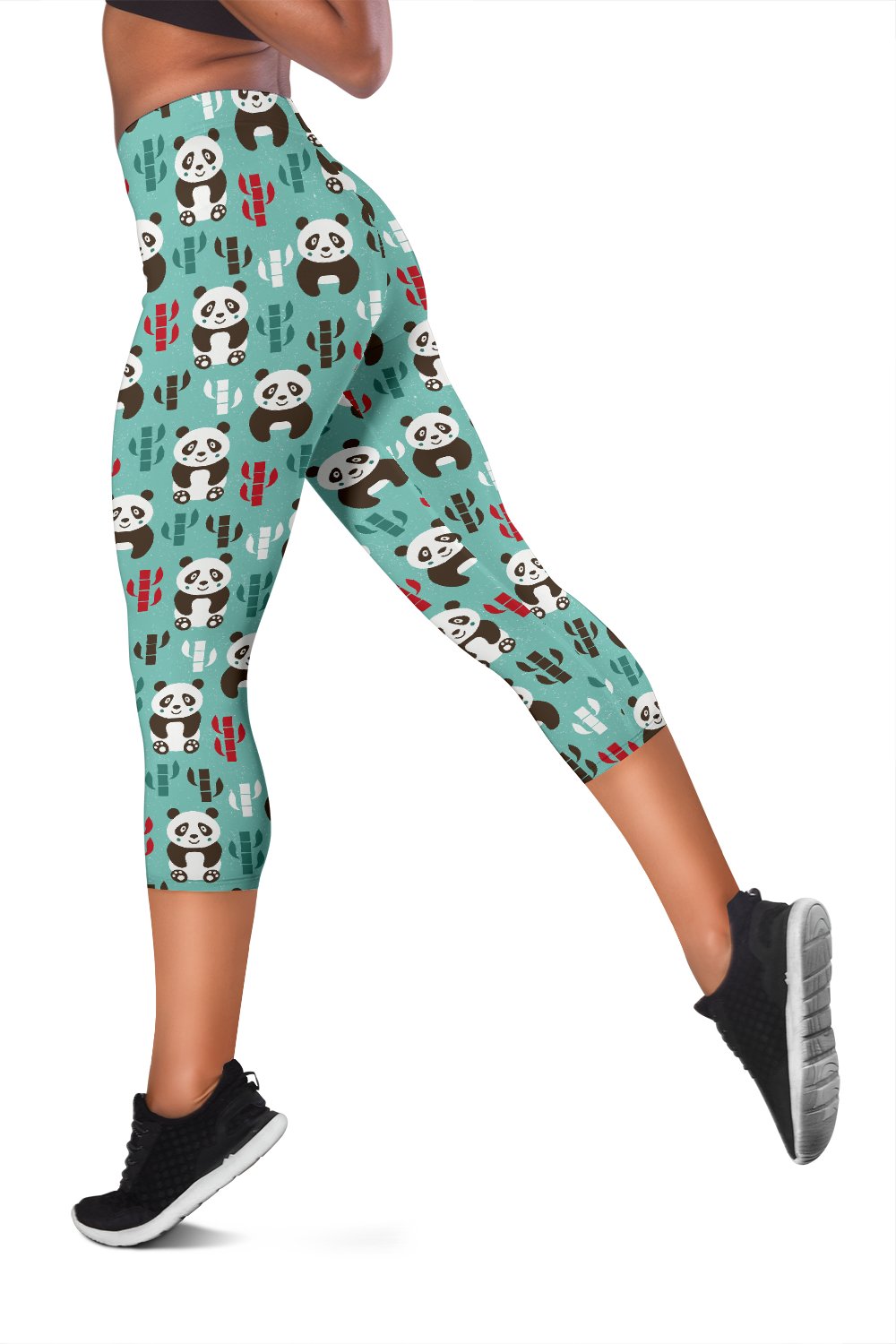 Panda Bear Cute Themed Print Women Capris