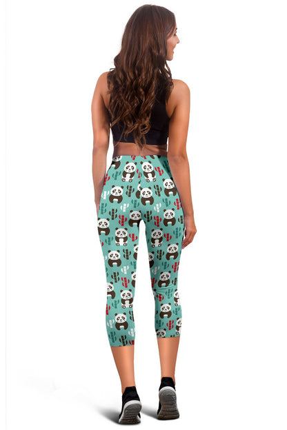 Panda Bear Cute Themed Print Women Capris