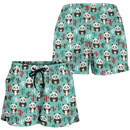 Panda Bear Cute Themed Print Women Shorts-JTAMIGO.COM