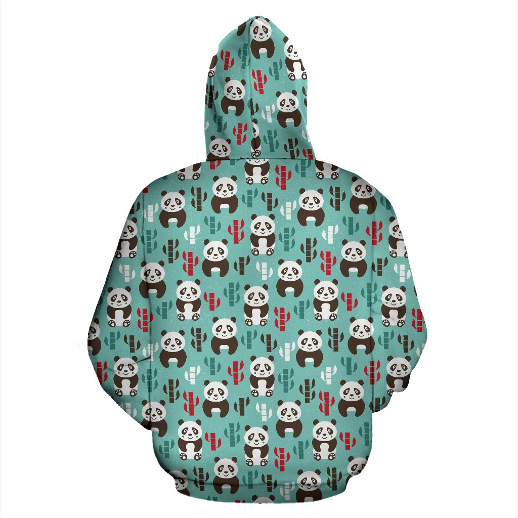 Panda Bear Cute Themed Print Zip Up Hoodie