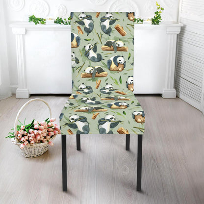 Panda Bear Design Bamboo Print Dining Chair Slipcover-JTAMIGO.COM