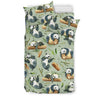 Panda Bear Design Bamboo Print Duvet Cover Bedding Set