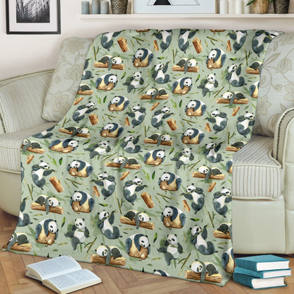 Panda Bear Design Bamboo Print Fleece Blanket