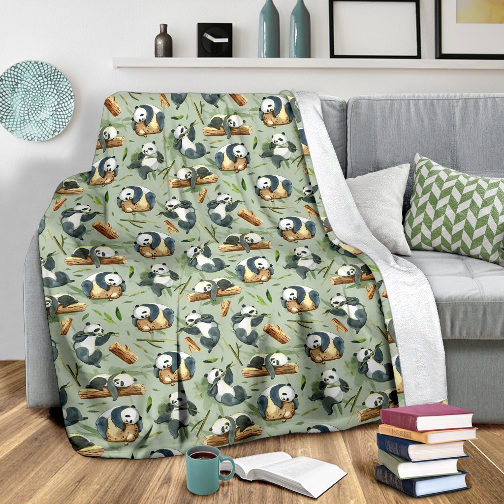 Panda Bear Design Bamboo Print Fleece Blanket