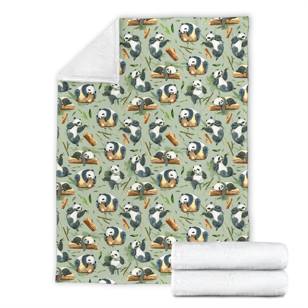 Panda Bear Design Bamboo Print Fleece Blanket
